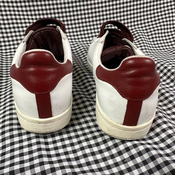 Moncler Ms. Moncler Angeline White Leather Sneaker Maroon Red Accent EU 40 US 10 - Picture 4 of 6